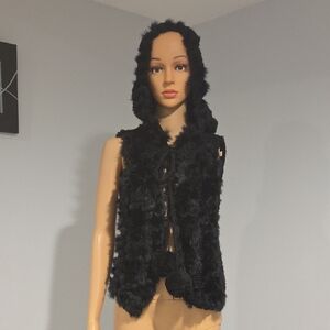 Chic Black Rabbit Fur Hooded Vest